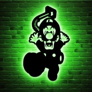 Luigi Led Sign Wall Art Decor - Glow in the dark Wall Art - Kids Room Decor - LED Decoration - Custom Sign Gift