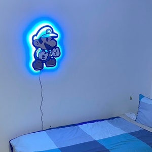 Mario Led Sign Wall Art Decor Glow in the dark Wall Art Kids Room Decor LED Decoration Custom Sign Gift image 4