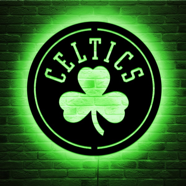 Boston Celtics Wall Decor Sign Led - Glow in the dark Wall Art - NBA Home Decor - LED Decoration - Custom Sign Personalized Gift