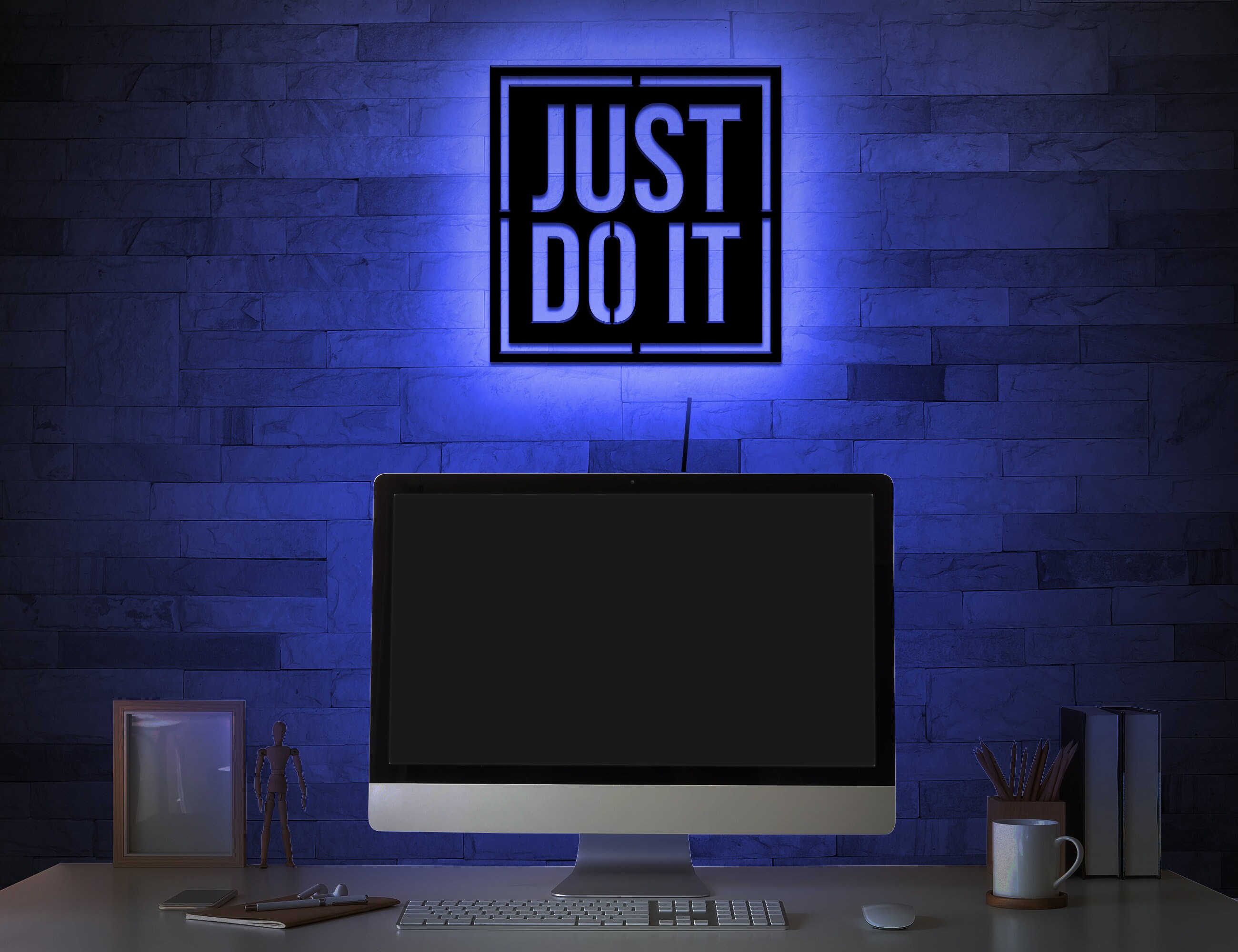 Just Do It Wall Decor Sign Led Glow in the Dark Wall Art Etsy UK