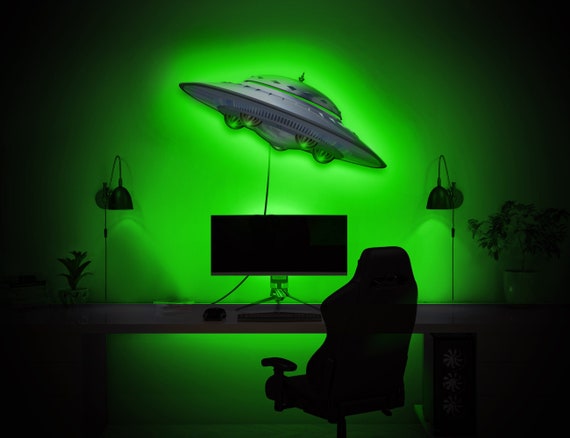 Spaceship Spacecraft Sign LED Wall Decor Wall Art Game Room Decor