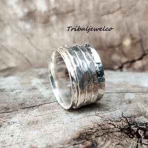 Hammered Spinner Ring, 925 Sterling Silver, Friendship Ring, Worry Ring, Anxiety Ring, Handmade Ring, Meditation Ring, Fidget Spinner Ring