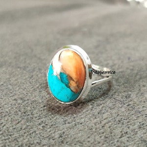 Gift Oyster Copper Turquoise made in Solid 925 Sterling Silver, Ring For Women, Handmade Ring, Anniversary Gift, Gift For Her