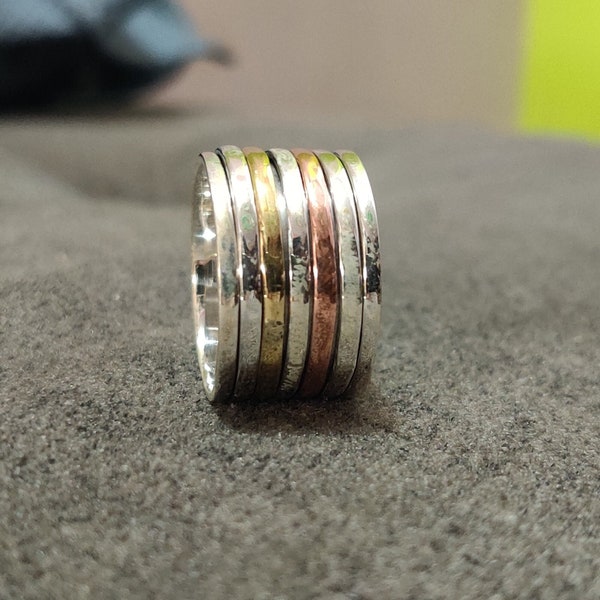 Spinner Ring, 925 Sterling Silver, Fidget Spinner Ring, Worry Ring, Silver Handmade Ring, Concentration Ring, Meditation Spinner Ring