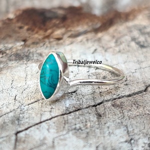 Handmade Oyster Copper Turquoise Ring: 925 Sterling Silver Boho Jewelry