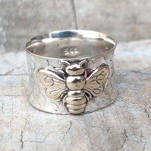 Honeybee Band Ring, 925 Sterling Silver, Honey Bee Friendship Ring, Handmade Ring, Bee Rings, Beautiful Ring, Promise Ring, Queen Bee Ring image 1