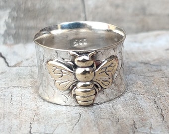 Honeybee Band Ring, 925 Sterling Silver, Honey Bee Friendship Ring, Handmade Ring, Bee Rings, Beautiful Ring, Promise Ring, Queen Bee Ring