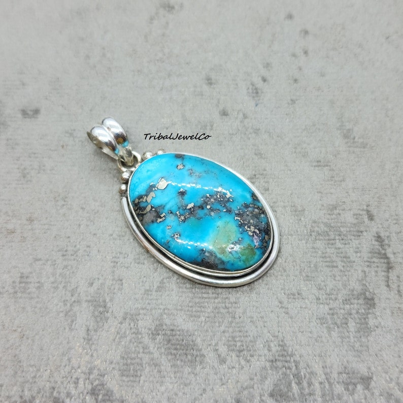Natural Persian Pyrite Turquoise Pendant for Gift, Handmade Jewelry ...