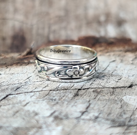 Fidget Spinner Rings With Spinning Bands Sterling Silver Spinner