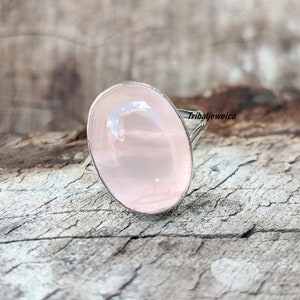 Handmade Rose Quartz Ring: 925 Sterling Silver Gemstone