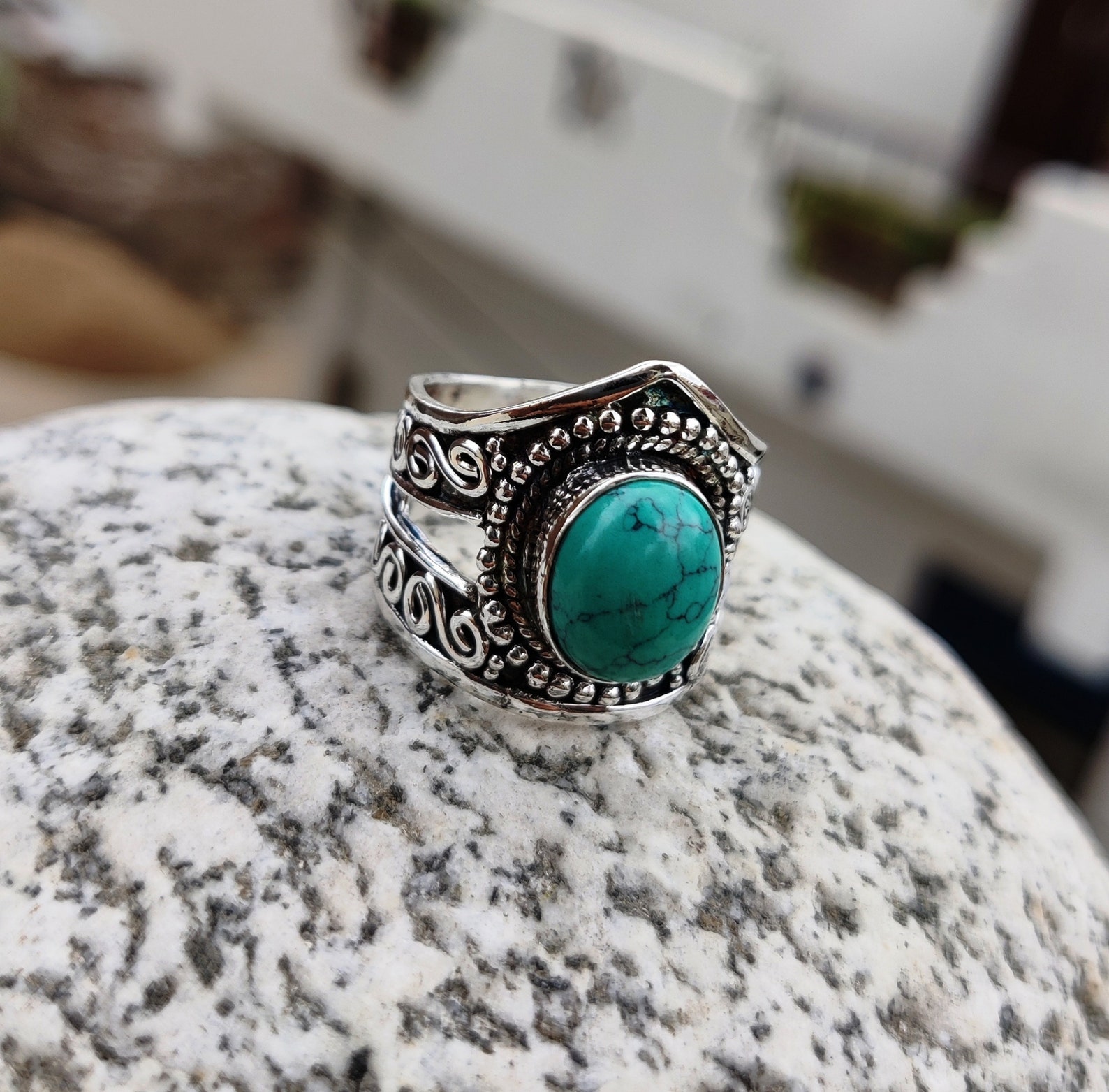 Türkis Stein Ring 925 Sterling Silber Ring für Sie Edelstein Etsy.de