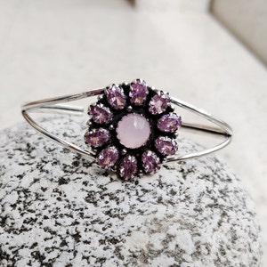 Rose Quartz Bracelet: Sterling Silver, Tribal Art