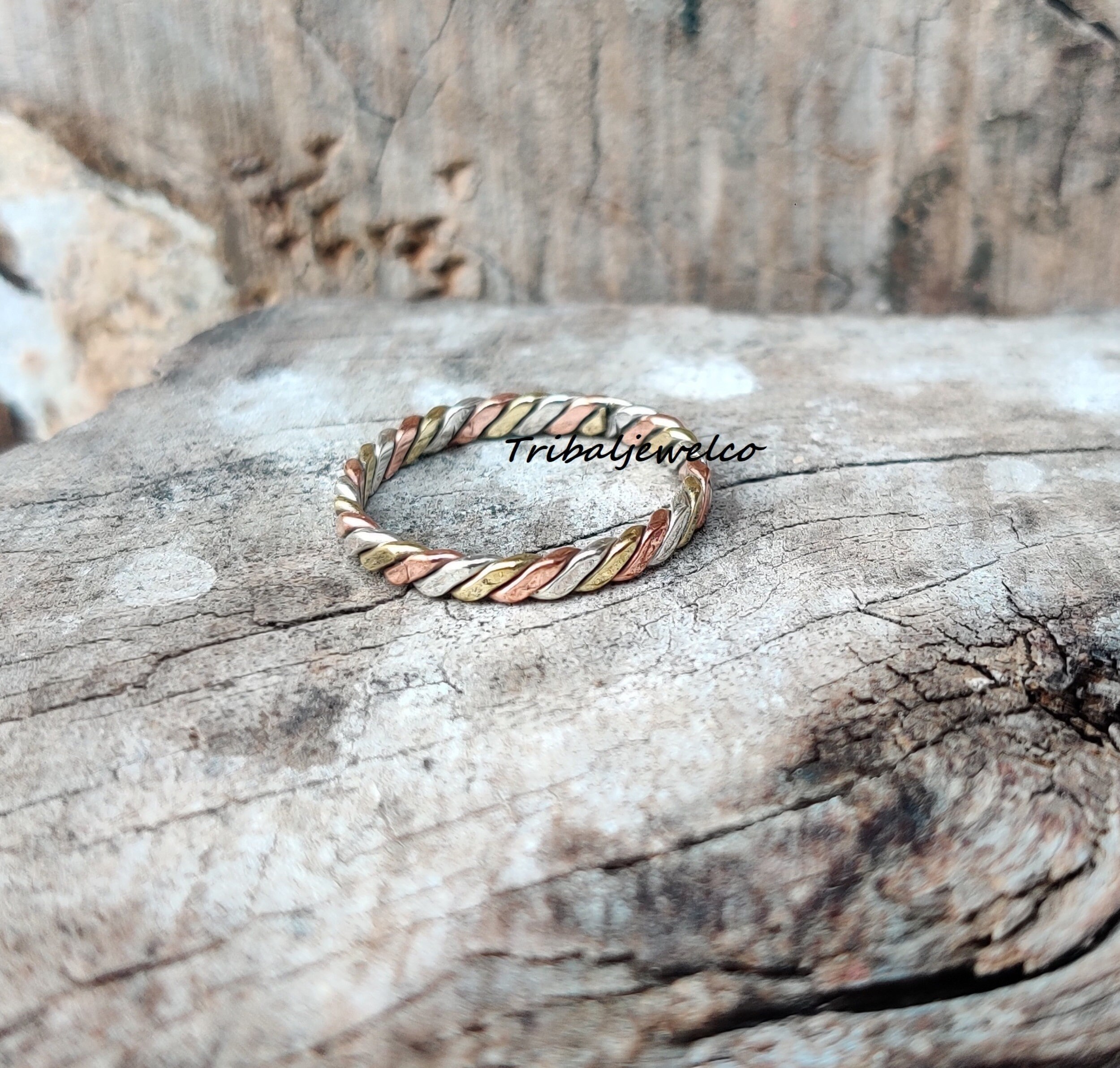 Silver Copper Brass Minimalist Ring, 925 Sterling Silver