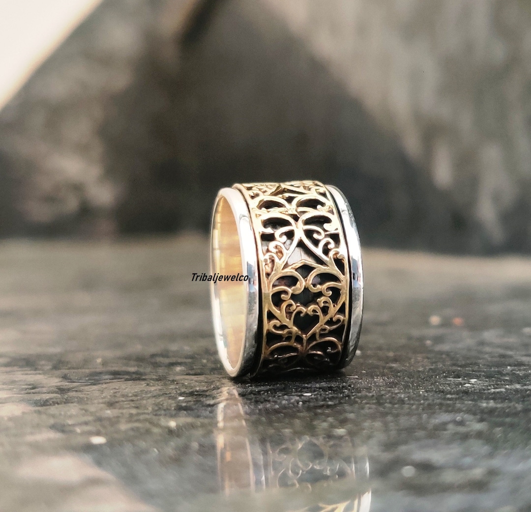Sterling Silver Spinner Ring: Handmade Tribal Art Worry Ring - Etsy