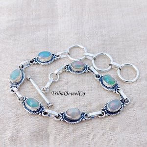 Ethiopian Opal Bracelet in Sterling Silver: Artisan Jewelry Gift