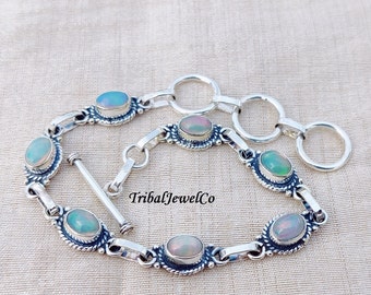 Gift Ethiopian Opal Bracelet in 925 Sterling Silver, Welo opal bracelet, Real opal silver bracelet , 925 Sterling Silver Opal bracelet