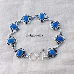 Blue Chalcedony Bracelet, 925 Sterling Silver Bracelet, Dainty Bracelet, Women Jewelry, Bohemian Bracelet, Amazing Stone Color, Gift for her