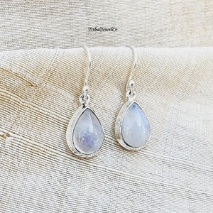 Handmade Moonstone Earrings: Sterling Silver Dangle Gemstone Jewelry