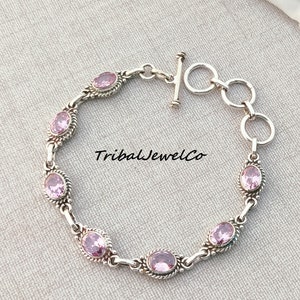 Rose Quartz Link Bracelet: Jaipur Tribal Art Jewelry