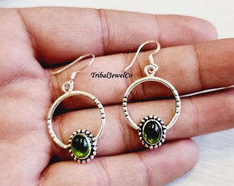 Handmade Sterling Silver Peridot Earrings: Tribal Artisan Jewelry