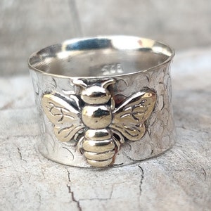 Honeybee Band Ring, 925 Sterling Silver, Honey Bee Friendship Ring, Handmade Ring, Bee Rings, Beautiful Ring, Promise Ring, Queen Bee Ring image 4