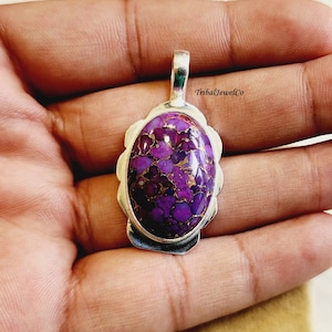 Lila Kupfer Türkis Anhänger, Handgemachter Anhänger, Silber Anhänger, Edelstein Anhänger, Anhänger Schmuck, Zarte Anhänger, Geschenk für alle Anlass
