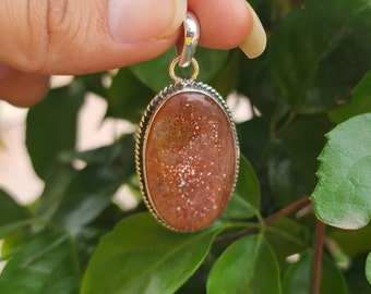 Handmade Sunstone Pendant: 925 Sterling Silver Statement Jewelry
