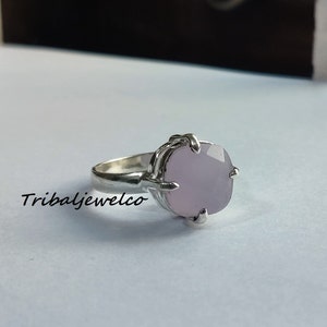 Handmade Pear Rose Quartz Ring: Sterling Silver Gemstone