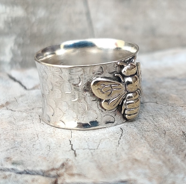 Honeybee Band Ring, 925 Sterling Silver, Honey Bee Friendship Ring, Handmade Ring, Bee Rings, Beautiful Ring, Promise Ring, Queen Bee Ring image 5