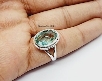 Aquamarin Quarz Edelstein Ring in Sterling Silber für Geschenk, Edelstein Ring, Frauen Ring, Geschenk für sie, alle Anlass Geschenk, handgemachte Ring,