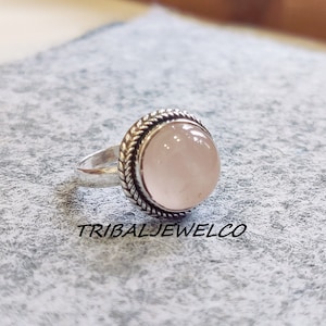 Natural Rose Quartz Ring, Natural Gemstone, 925 Sterling Silver, Handmade Ring, Anniversary Gift, Valentine Gift, Love Gemstone, PromiseRing