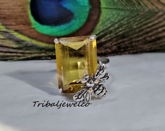 Astonishing Citrine Bee Ring, 925 Sterling Silver, Friendship Ring, Handmade Ring,Gemstone Ring,Beautiful Ring, Promise Ring, Christmas Gift