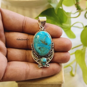 Handmade Mohave Turquoise 925 Sterling Silver Pendant