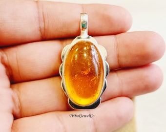 Collana Ambra Blu Ciondolo In Pietra Preziosa Gioielli In Ambra Catena