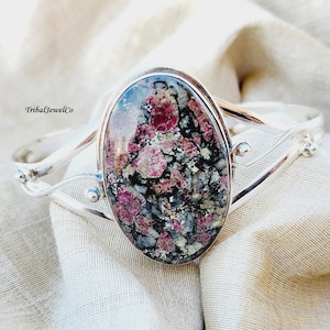Eudialyte Gemstone Sterling Silver Bracelet: Handcrafted Artisan Jewelry