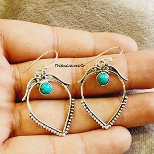Handmade Turquoise Earrings: 925 Sterling Silver Gemstone Earrings