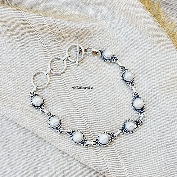 Handmade Sterling Silver Pearl Bracelet, Artisan Jewelry - Etsy