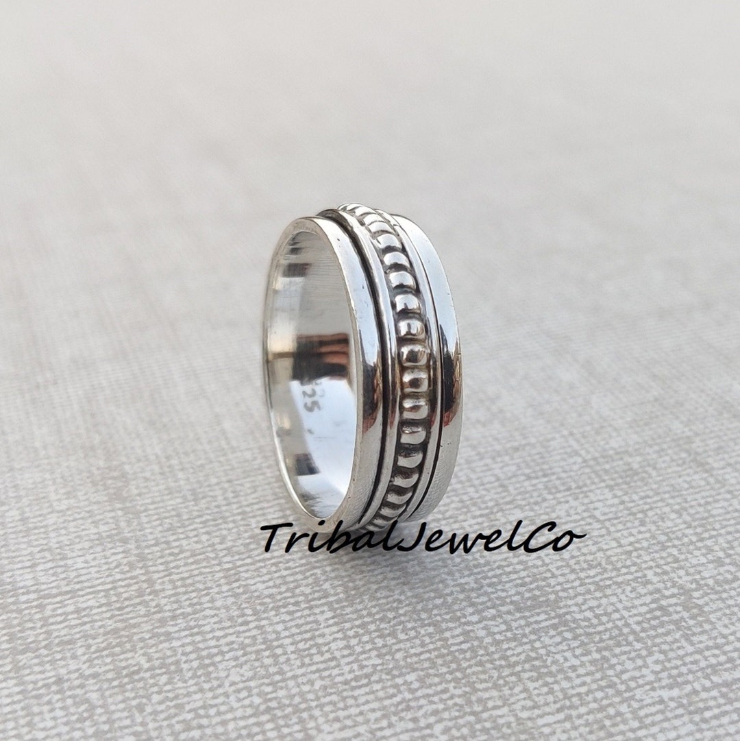 Handmade Sterling Silver Spinner Ring: Fidget Meditation Ring - Etsy