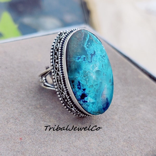 Bague Shattuckite, Argent sterling 925, Pierre Shattuckite, Cadeau d'anniversaire, Cadeaux de demoiselle d'honneur, Cadeau de pierres précieuses pour elle, Cadeau bijoux pour femme