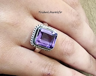 Handmade Amethyst Ring: 925 Sterling Silver Gemstone Jewelry