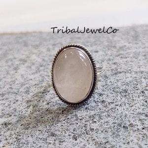 Handmade Rose Quartz Ring: 925 Sterling Silver Gemstone