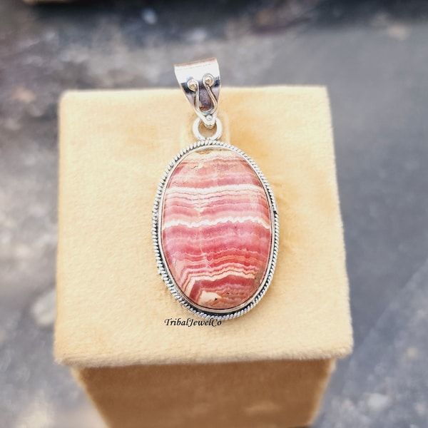 Pendentif naturel en rhodochrosite, pendentif pour femme, pendentif en pierres précieuses, pendentif en argent 925, bijoux délicats en rhodochrosite pour elle