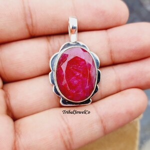 Stunning Ruby Stone Pendant, 925 Sterling Silver, Handmade Pendant, Statement Pendant, Raw Ruby Jewelry, Wedding Jewelry, Silver Jewelry