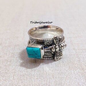 Honeybee Spinner Ring, 925 Sterling Silver, Honey Bee Spinner Friendship Ring, Handmade Ring, Concentration Ring, Meditation Ring