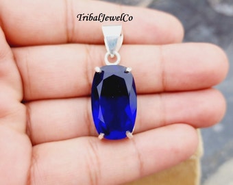 Handmade Oval Tanzanite Quartz Pendant: 925 Sterling Silver