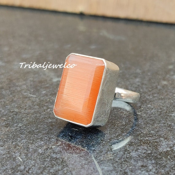 Striking Orange Calcite Ring 925 Sterling Silver Spiritual Ring Unisex Ring All Occasion Gift Handmade Ring Meditation Stone Healing Etsy Canada
