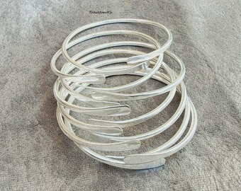 Handmade Sterling Silver Adjustable Bangle Set - Stackable Bangles
