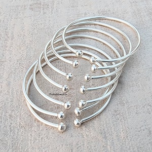 Handmade Sterling Silver Adjustable Bangle: Stackable Silver Bangles