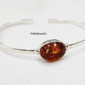 Elegant Amber Bangle, Pear Bangle, 925 Sterling Silver, Anniversary Gift, Gift For Her, Manmade Amber, Christmas Gifts, Wedding Silver Gifts
