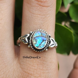Ring abaloneschelp: handgemaakte 925 sterlingzilveren sieraden